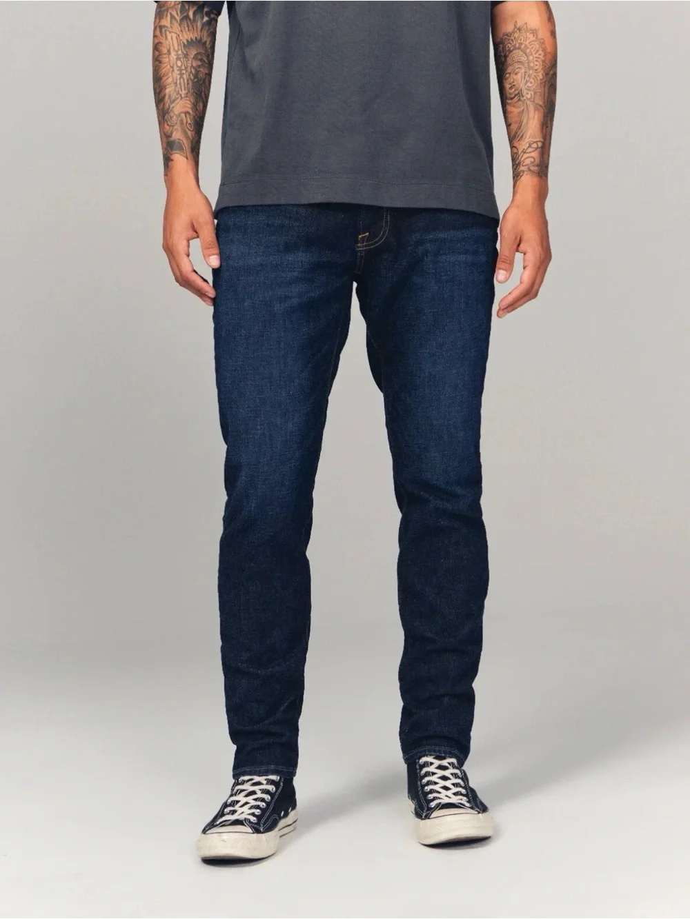 Abercrombie & Fitch Men’s Athletic Skinny Stretch Jeans, Dark Indigo Blue, 36x34